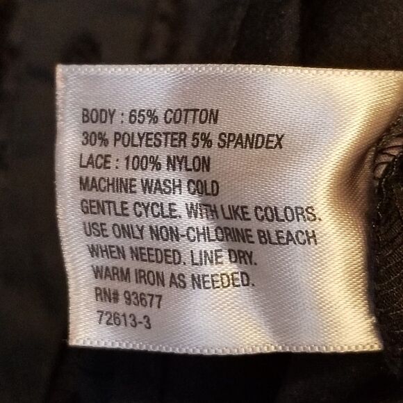 Worthington 3X Top Stretch Black Button Front Lace Sheer Panels Whimsigoth Boho - Picture 7 of 9